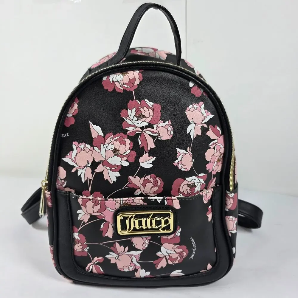 JUICY COUTURE Pretty Rose Rosie Floral Pink MINI Backpack Bag Front pouch